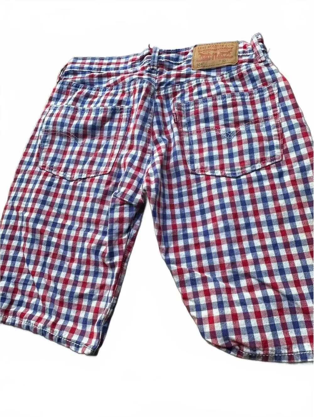 Levi's 504 Plaid Shorts Red White Blue W32